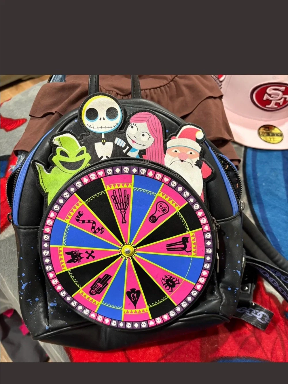 Nightmare Carnival Kids Mini Backpack in Black with Colorful Wheel